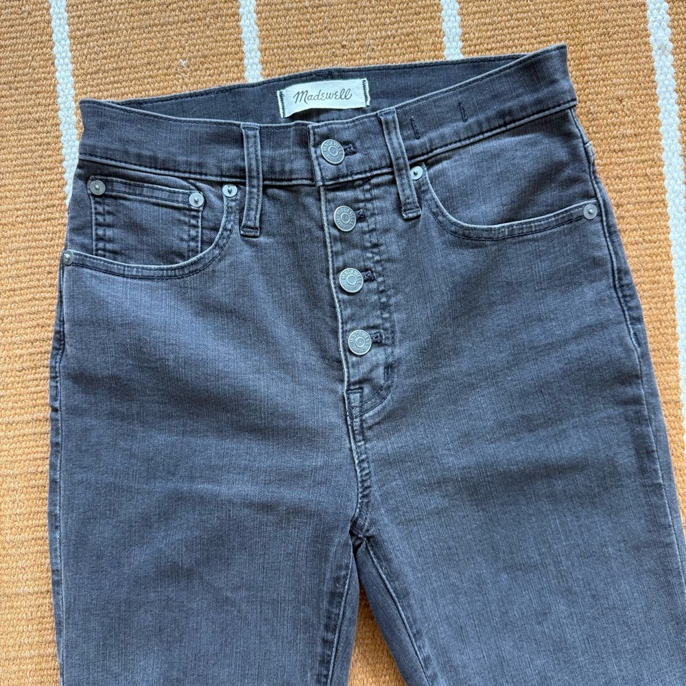 Madewell Cali Demi-Boot Faded Black Denim Jeans Size 26 - Picture 2 of 8